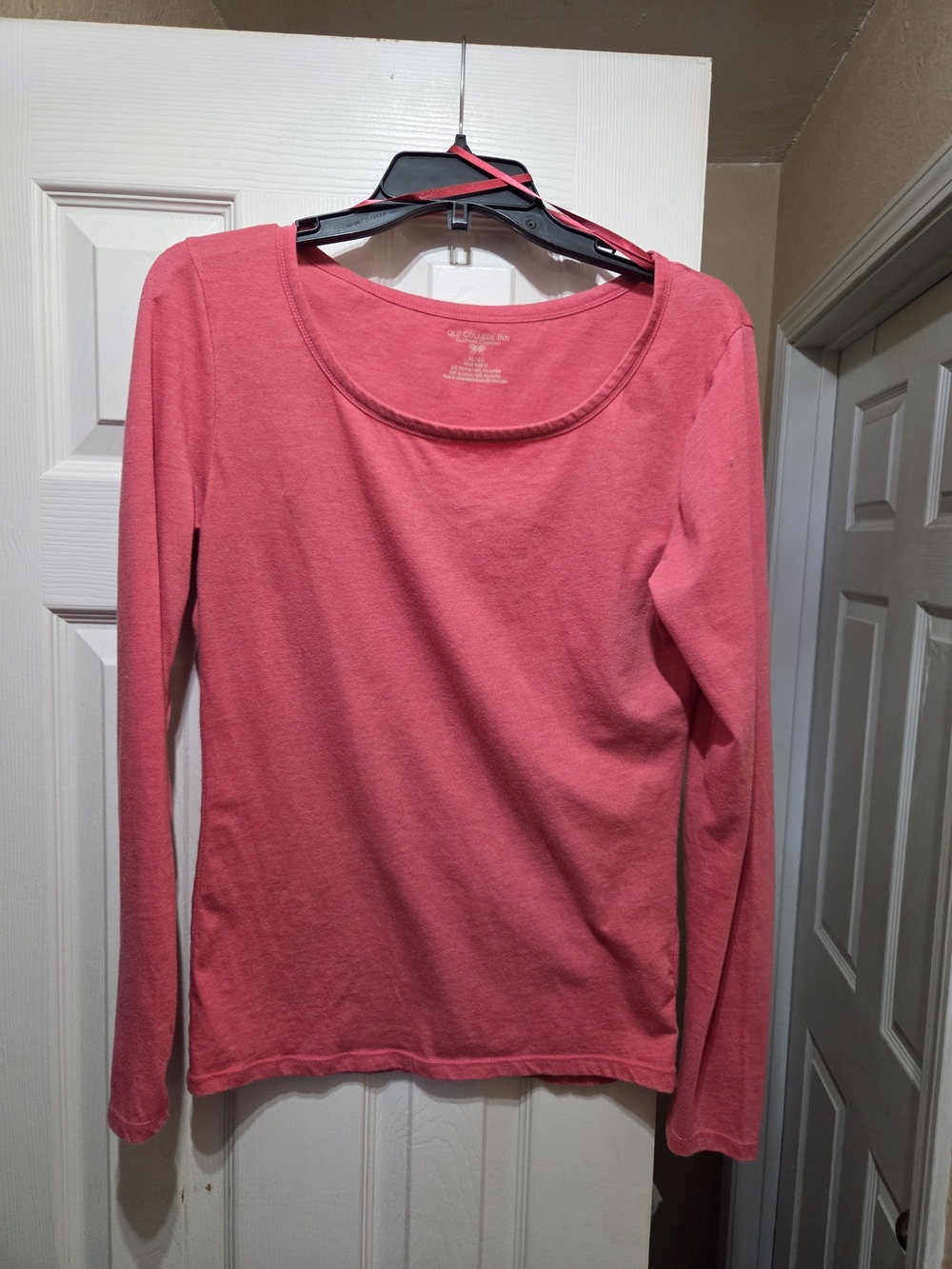 3 for $10, Long Sleeve Scoop Neck Tee - Coral Pink